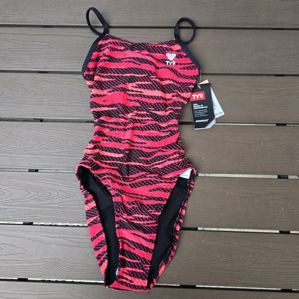TYR DuraFast Elite Crypsis Cutoutfit 1 Pc Swim Multicolor Youth Girl Sz 24 New